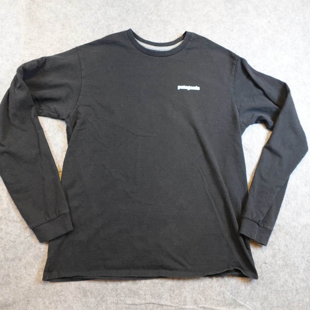 Patagonia Shirt Mens Small Black P6 Logo Responsibili Tee Long Sleeve‎ 38518